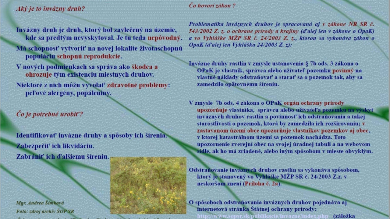 Invázne druhy - hrozba pre naše pôvodné druhy 