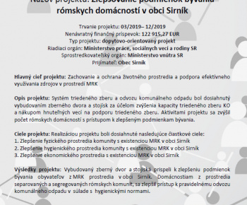 Projekty obce Sirník / Zlepšovanie podmienok bývania rómskych domácností v obci Sirník - foto